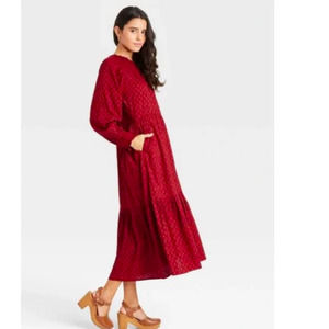 Women's Balloon Long Sleeve Tiered Dress  Universal Thread Size S